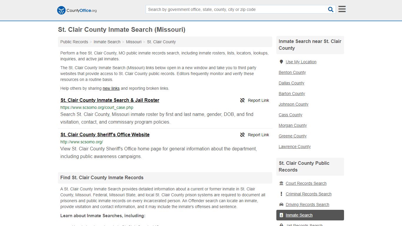 Inmate Search - St. Clair County, MO (Inmate Rosters & Locators)